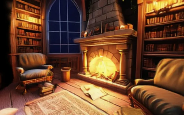 Fireside Library, a render of the world